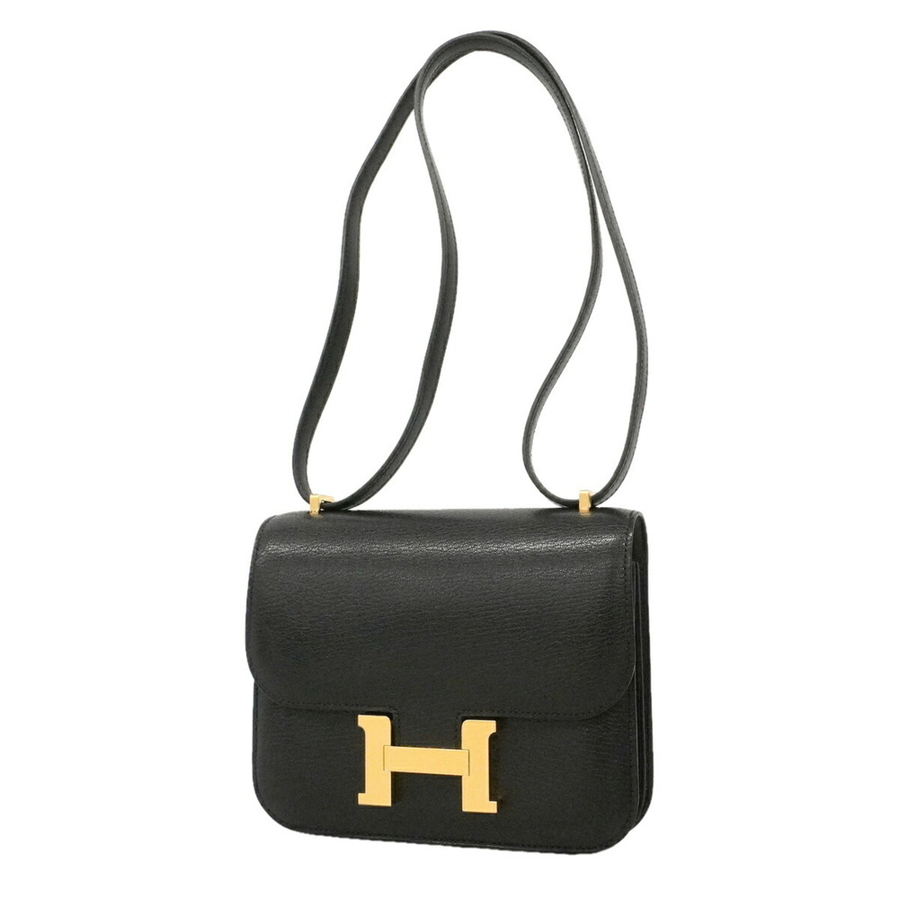 Hermes Constance Mini Shoulder Bag, Chevre Camo Kira, Black, G Stamp, Women's